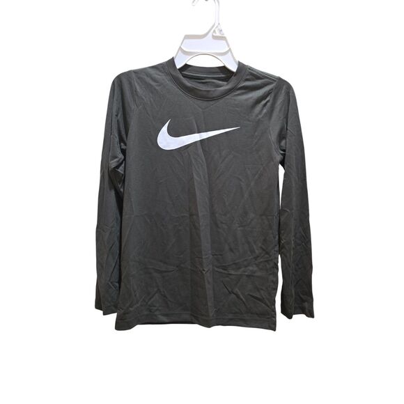 Nike Boys S Gray Long Sleeve Dri-Fit Athletic Top Performance Shirt NWT - Picture 3 of 9